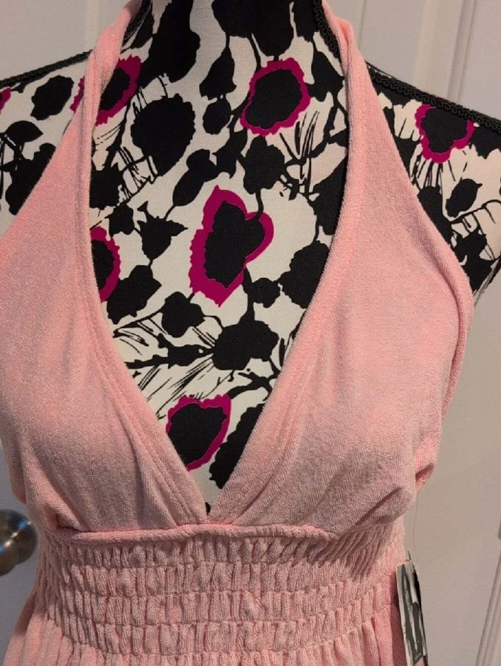 Vintage Y2K Baby Phat Terry Cloth Halter Dress Coverup Pink Size Large